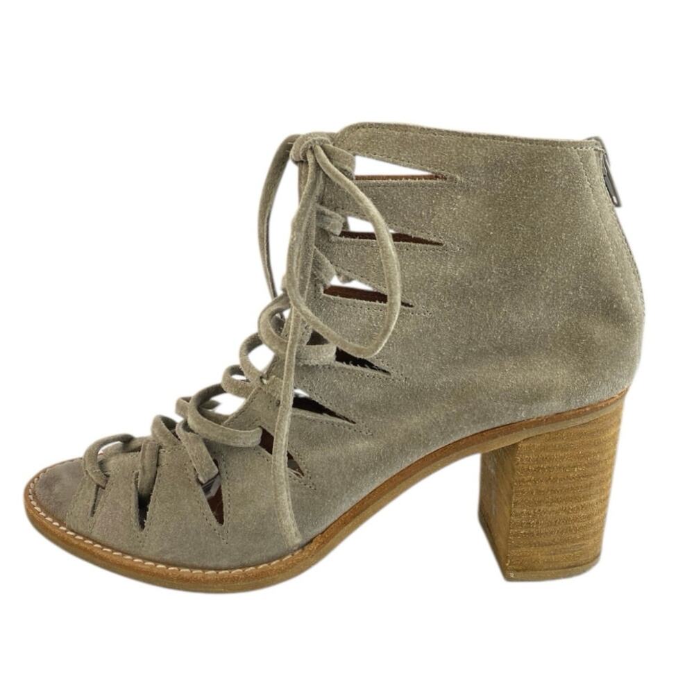 Jeffrey Campbell Corwin Women's Gray Taupe Lace Up Zip Suede Booties Size 8.5